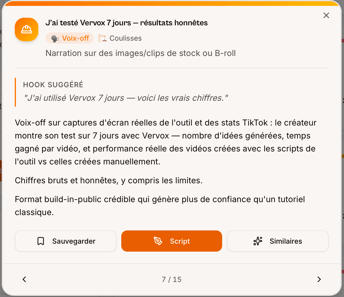 Étape 3 : Film or script — Vervox