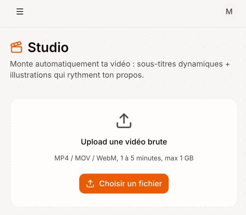 Schritt 1: Uploade ta vidéo — Vervox